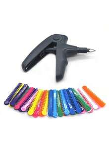 【便捷口腔塑料分配器+40个彩色结扎环】-牙科材料口腔结扎环结扎枪，适合个人和家庭使用