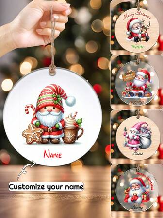 Decorazioni natalizie personalizzate con nome, decorazioni per albero di Natale personalizzate, ornamenti in acrilico personalizzabili, forniture per lavoretti natalizi personalizzabili e rotondi, decorazioni natalizie fai-da-te, Natale, interno, esterno, giardino, ceramica, legno, cartello di Babbo Natale, decorazione per la stanza, decorazione per la casa, ragazzi, ragazze, mamma, papà, bambini, famiglia, forniture per regali di Natale