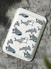 Luxury Fashion Exquisite Cute Whale Pattern Faux PU Leather Magnetic Card Holder For IPhone 16 15 14 13 12 Pro Max PU Leather Wallet Accessory, Holds 1-2 Cards With Built-In Pocket - 彩色 - 查看 1