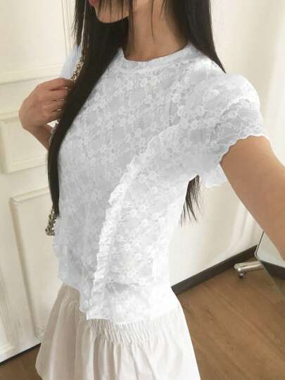 2025 Spring/Summer New Design Transparent Sexy Fashion Short Sleeve T-Shirt For Women