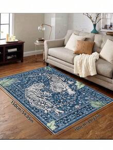 1pc Tiger Area Rugs, Boho Washable Rugs For Living Room, Vintage Soft Dining Room Rug, Non Slip Resistant Large Floor Carpet For Office Bedroom,Living Room,Entrance Welcome Door Mat,