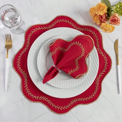 Jogo Americano Paris com Bordado Dourado 12 Peças