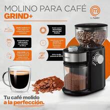Hukën x.| Molino de Café Eléctrico Profesional Power-Grind 200 g| Muelas Ajustables con 12 Niveles de Molienda| Dual Knob para Grosor y Porciones| Muela Desmontable| Acero Inox| 150 vatios - negro/acero - Ver 9