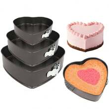 1 Heart-Shaped Cake Mold Round Baking Tray, Detachable Bottom Baking Tray, Non-Stick Round Cheesecake Tray, Perfect For Baking, Weddings, Birthdays, Valentine's Day, Parties, Kitchen Tools, Baking Tools, And Ovens - Black - View 1