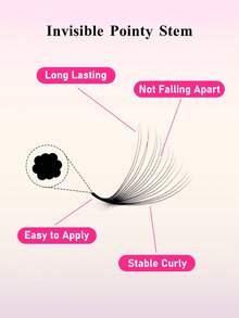 Curl D 800 Fans Loose Fan Mixed Length Pointy Base Premade Fans Sharp Thin Slim Medium Stem Volume Russian Eyelashes Extensions - D - View 3