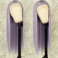 13x4 Free Part Mint Green Long Straight Lace Front Wigs Glueless Long Silky Straight Wigs Pre Plucked HD Lace 180% Density Light Green Wig Soft Free Part Wear And Go Lace Front Wigs For Fashion Women Party & Daily Wear 26 Inch - 淡紫色 - 查看 3