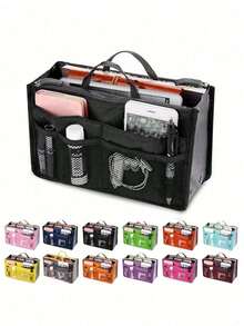 New Multi Functional Double Layer Zipper Bag With Convenient Travel And Large Capacity Divided Storage Bag, Handheld Lightweight And Large Capacity Makeup Bag, Double Zipper Thickened Toilet Bag, Multi Functional Data Cable Storage Bag, Sorting And Divided Storage Bag