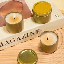 5/12 PIEZAS Latas de vela doradas para hacer velas, velas caseras DIY, artesanías, latas vacías para almacenamiento y empaque de regalos, latas de vela de aromaterapia con tapas, regalos festivos para amigos y decoración de mesa para reuniones familiares - Multicolor - Ver 3