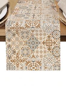 1 buc. Șervețel de masă imprimat cu model geometric, 4 buc. șervețele imprimate cu model geometric, potrivite pentru sărbători, petreceri, zile de naștere, cine festive, decor de masă pentru bucătărie și sufragerie, aplicabile pentru toate anotimpurile, decorațiuni textile pentru casă