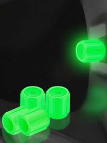 4pcs Car Tire Valve Stem Caps Fluorescence, Luminous Air Caps Cover, Universal For Cars, Bike, Trucks And Motorcycles, Bicycle Lighting Accessories