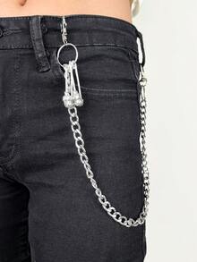 1pc Women's Hip Hop Multi-Layered Metal Pants Chain In Silver Color, Punk Style Fashionable Accessory For S Chains Street Halloween Summer, School Fall, Autumn, Halloween - Silver - View 9