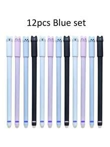 4Pcs Cat Erasable Gel Pen 0.5mm Magic Ink Blue Black Pen Set With Rubber Eraser Creative School Stationery Back To School - Sets - View 11