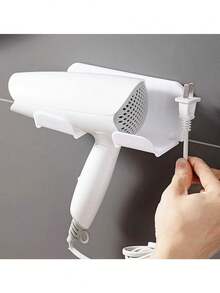 1 szt. Biały uchwyt na suszarkę do włosów bez wiercenia, do montażu na ścianie, stojak na suszarkę do włosów do łazienki, wielofunkcyjny organizer do przechowywania suszarki do włosów