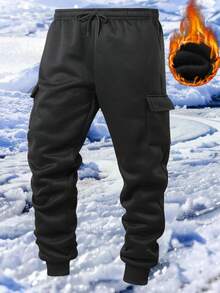 2025 thermisch gefütterte lässige Jogginghose für Herren, verdickte Sporthosen, Herbst/Winter, Fleece