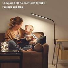 OIOSEN LED Lámpara de escritorio con pinza, largo cuello de cisne flexible de metal USB Lámparas de mesa, 3 modos de brillo 10, clip de luces para la oficina en casa cuidado de ojos (Negro) - Negro - Ver 11
