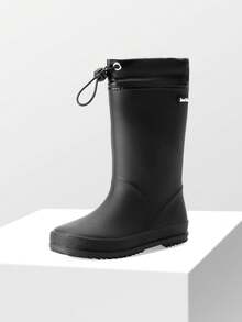 Kids Rain Boots Boys Girls Lightweight Boots Waterproof Easy-On Outdoor Playing Rain Boot Unisex-Child - màu đen - Xem 4