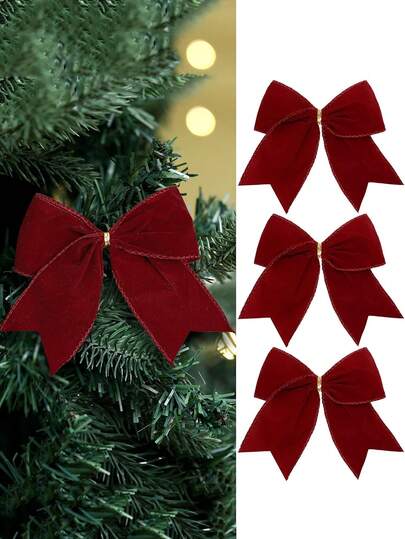 12 pezzi Fiocchi in velluto rosso vino da 6 pollici, fiocchi regalo rustici per corona natalizia, fiocchi in velluto vintage per decorazioni natalizie, ornamenti per albero di Natale, ghirlande, fai da te, confezioni regalo e decorazioni