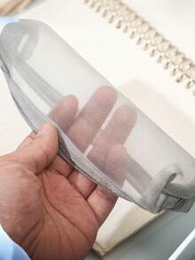 1pc Simple Transparent Mesh Pencil Case, Dedicated For Student Exams, Portable Stationery Bag, Mini Storage Bag, Mesh Zipper Pencil Case, Essential Stationery Storage Equipment, Perfect Gift For School, Office To Colleagues, Friends And Family, Halloween, Christmas Gift, Universal For All Seasons