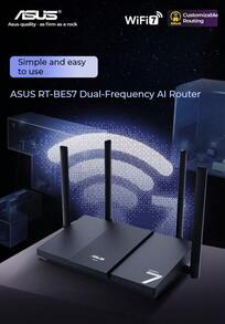 ASUS ASUS RT-BE57 WiFi7 Gaming Router, Home Wireless Gigabit Router, Whole-Home WiFi7, 2.5G Port, AiMesh Flexible Networking