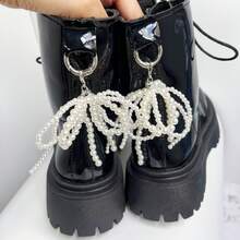 2pcs Beaded Bow Shoe Charms, Elegant Accessories For Boots/Shoes, Suitable As Gift For Girlfriend