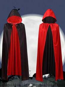 可翻转的黑色和红色万圣节圣诞斗篷，化妆舞会服装 - 黑色紅色雙面 - 查看 11