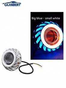 GLANBERT L'upgrade definitivo per Ognissanti: Fari a occhio malvagio - 1 pezzo Faro a proiezione universale per motocicletta a LED di tipo riflettore - Fari con doppio occhio di angelo e diavolo per motocicletta, lente faro motocicletta, luce ausiliaria motocicletta, luce atmosferica