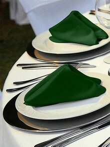 4/8/12/16 Pieces Jade Green Ruffled Satin Napkins -17x17 Inch Square Soft Polyester Wedding Banquet Napkins, Wrinkle Resistant Machine Washed,Christmas