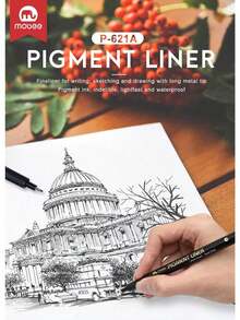 Mobee Super Schwarzer Deutscher Tintenpigment Liner 3/6/12 Feine Stift Set Metallclip Hochwertige Feine Spitze Marker Wasserbasierten Liner Feine Stifte Malen Skizzieren Zeichnen Meister Premium