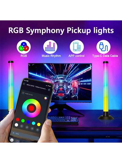 NBBUFF RGB+IC Verlichting Bar, Slimme LED Night Home 200+ Scene Modes 16 Million s, Three Control Modes, Dynamic Music Sync Mode, Lamps Bedroom PC TV Backlight, view 6