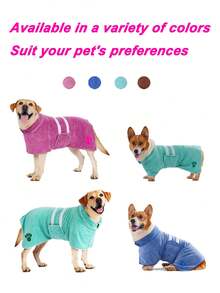 1pc Quick Drying Dog Bathrobe, Dog Embroidered Towel Bathrobe Robe, Super Absorbent Pet Bathrobe With Adjustable Belly Band, Soft Fabric With Embroidery Craft - Multicolor - View 7