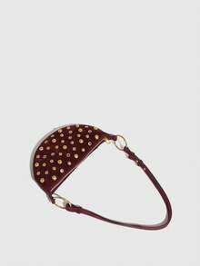 Steampunk Style Mushroom Rivet Shoulder Bag For Women - Burgundy - View 2