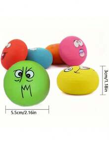 PETSIN 笑脸吱吱叫狗玩具 - 适合中小型幼犬的软橡胶球，无需电池 - 彩色 - 查看 4