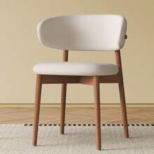 Mid-Century Modern Solid Wood Dining Chairs Set Of 2 Faux Leather Upholstered Comfortable Dining Chair With Stable Ash Wood Frame Ergonomic Chair Back For Living Room,Dining Room,Kitchen, Wedding, Desk - 白色 - 查看 9