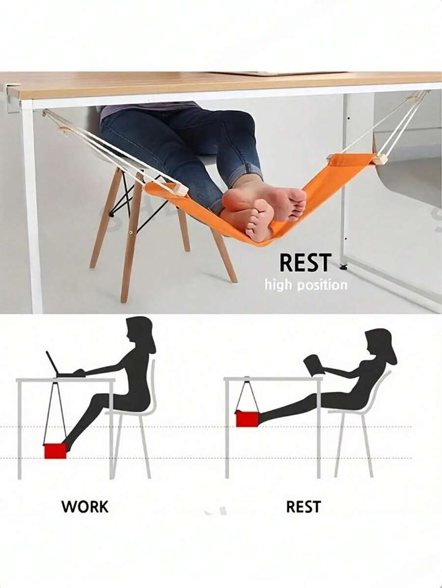 1pc Foot Hammock Rest Foot Hammock To Relieve Foot Fatigue Hanging On The Desk Office Foot Pedal - Multicolor - View 1