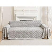 Loveseat Cover Sheet Blanket, Cotton Woven Reversible Anti Slip Cushion Covers 2 Seater Couches With Armrest, Living Room Furniture Decor Slipcovers Protector Pets - 灰白色 - 查看 12