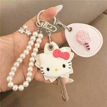 Sanrio Sanrio 1 szt., śliczny brelok do kart Sanrio Hello Kitty z kreskówkową grafiką, ochraniacz na karty, okrągłe etui na karty, odpowiedni na Halloween, Boże Narodzenie, prezent na ukończenie szkoły, wystrój domu, prezenty dla dziewczyny, drobne upominki, upominki na imprezę, prezenty urodzinowe dla przyjaciół, prezenty na ukończenie szkoły dla kolegów z klasy, artykuły szkolne, breloki na Halloween, pomysły na prezenty na Dzień Nauczyciela, akcesoria do toreb, smycze z uchwytem na identyfikator, akcesoria samochodowe, zawieszki do toreb