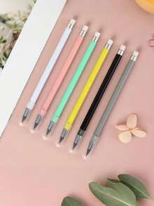 6支装无限铅笔,无需削尖,永不干涸,无需墨水,可爱无限笔,美术用品,学校文具,笔尖橡皮擦,铅笔 - 綠色 - 查看 6