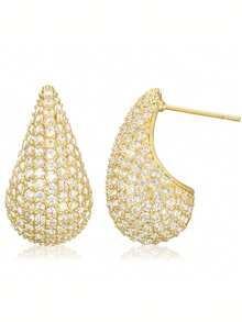 1 Pair Pretty Cubic Zirconia Drop Earrings For Women For Wedding Engagement Anniversary Jewelry Valentine's Day Gift