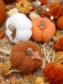 “秋季限量版”1 件毛绒南瓜挂饰枫叶装饰感恩节万圣节家居桌面装饰道具、家居装饰、摆件家居、客厅装饰、房间配件、客厅配件、礼物