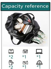 大容量旅行包，多口袋行李包，独立鞋仓手提包，便捷瑜伽包，多功能旅行包，轻便训练包，适合学生、医生、护士、教师、上班族、商务人士、健身房、医院、邮轮、学校、机场、户外活动、徒步旅行、训练、工作、旅行和度假、周末短途旅行、节日礼物、生日礼物 - 黑色 - 查看 9