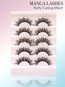FindLove 5 Cặp Mi Giả 10-17mm Mi Manga Mềm Mịn và Tự Nhiên, Mi Nối Tự Nhiên, Mi Giả Lông Chồn Dưỡng Dày Dài Cong Mịn, Quà Tặng Cho Bé Gái Và Phụ Nữ, Dụng Cụ Trang Điểm - màu đen - Xem 6