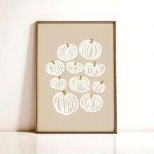1pc, Wall Art, Vintage Poster, White Line Pumpkin Art Print, Delicious Food Vegetable Painting, Restaurant Aesthetic, Kitchen Decor, Apartment Decor, Halloween Gift, Housewarming Gift, Unframed - Multicolor - View 6