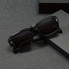 1pc Men's Square Frame Fashion Glasses With Rivets - Black - View 4