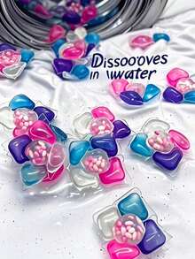 50 pièces/paquet Capsules de lessive 5-en-1, assouplissant concentré parfumé, détachant avec parfum longue durée, perles de lavage puissantes de nettoyage, parfum aux herbes pour la maison