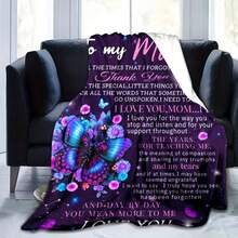 Anniversary Birthday Gift From Daughter And Son To Mom, Dear Mom Mother's Day Blanket - Ultra Soft Flannel Throw For Best Present Ever. Christmas Valentine's Date Night Cozy Printed Fleece Travel Comforter Suitable As Bed Sofa Chair Cover, Blanket Gift, Stylish Home Accessory, Plush Fabric, Family Presents - 紅白色 - 查看 4