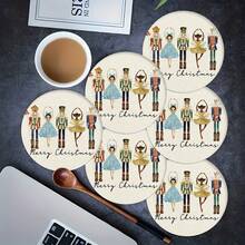 2 buc/4 buc/6 buc covorașe din silicon imprimate cu model de spărgător de nuci, decor de Crăciun, potrivite pentru masă, cafenea, toate anotimpurile, lavabile, decor pentru casă, cadou ideal