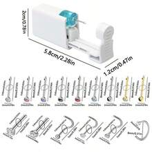 2 piezas Perforadora de nariz desechable con pendientes de nariz incorporados - Kit de perforación de nariz por uno mismo con 6 piezas de anillos de joyería para la nariz - 2 dispositivos para perforar la nariz + 6 alfileres para la nariz. - Ver 6