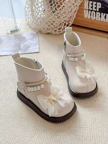 Botas cortas de princesa con decoración de lazo para niñas en otoño/invierno