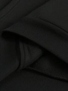 Sudadera Con Capucha Casual Minimalista Con Estampado De Cruz Y Cordón, Con Bolsillo, De Vuelta Al Colegio, Para Otoño E Invierno, Parte Superior De Manga Larga Para Hombres - 黑色 - 查看 7