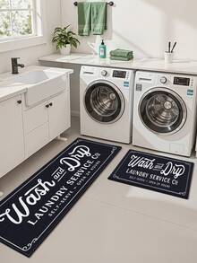 DAJIANG 1 件装现代洗衣房地垫，柔软条纹地毯，玄关地毯，厨房地垫，可机洗，防尘字母地毯，家居装饰，节日房间装饰 - 彩色 - 查看 6